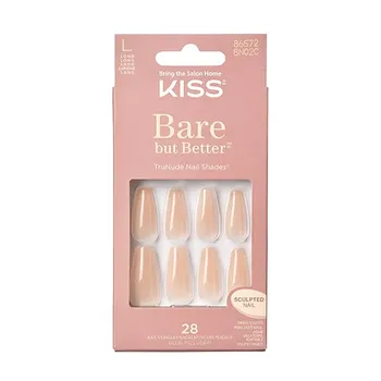 Нюдовые накладные ногти Bare But Better Nude Kiss, цвет drama long coffin