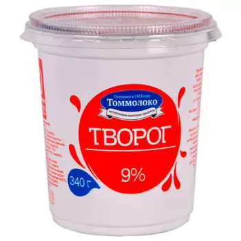 Творог 340г 9% пл/стакан томмолоко