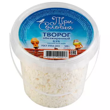 Творог 500г 0,5% банка Три Соловья