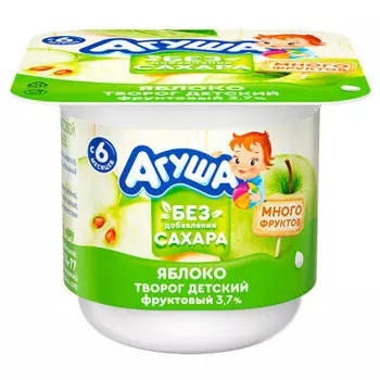 Творог агуша 90 г 3, 7% яблоко без сахара