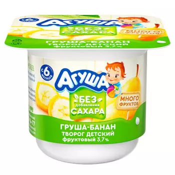 Творог Агуша 90г 3,7% груша банан без сахара