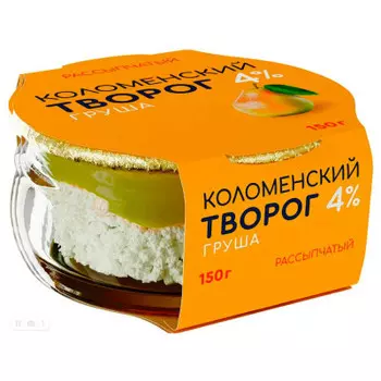 Творог коломенский 150 г 4% груша стеклопластик