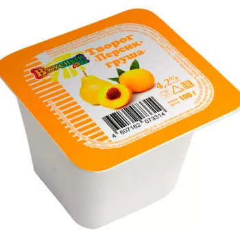 Творог вкусный день 100г 4,2% персик груша стакан