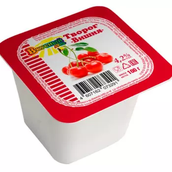 Творог вкусный день 100г 4,2% вишня стакан