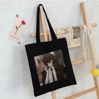 Аниме Бунго Бродячая Собака Осаму Дазай Холщовая Сумка Harajuku Goth Shopper Большая Вместительная Женская Сумка Классическая Винтажная Сумка Сумка На Ремне 24*26cm