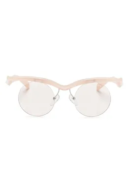 Prada Eyewear солнцезащитные очки A24S в круглой оправе, розовый