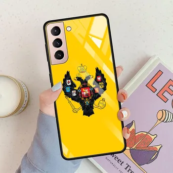 Чехол со стеклянной поверхностью для Samsung Galaxy S20 FE S21 S10 S9 Plus S8 Note 20 Ultra 10 9, чехол для телефона, чехол для телефона с гербом России и российского флага Samsung S21