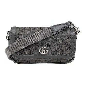 GUCCI Сумка Ophidia Canvas с кожаным ремешком через плечо, мини-сумка для мужчин, серо-черная