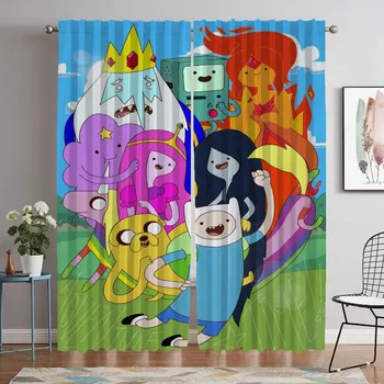 Adventure Time Halloween Decoration Curtains for Living Room Curtain Shades Partition Home Interior Curtains 2 Pieces Kitchen W50xH70cmx2pcs-CL