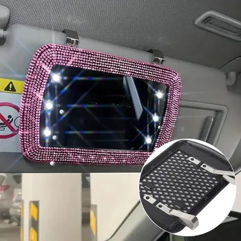 Алмазный кристалл козырек автомобиля украшение зеркало автомобильное женское зеркало для макияжа солнцезащитный козырек зеркало заднего вида косметическое зеркало блестящие автомобильные аксессуары красный