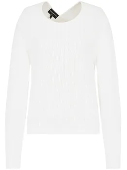 Джемпер в рубчик с вырезом EMPORIO ARMANI, белый