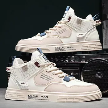 Men s 2025 New High-top Flat Shoe Trend Every Pair of Student Casual Shoes 40 чёрный