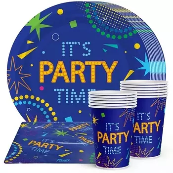 PRIORITY Одноразовая посуда для праздника "It`s party time" на 12 персон
