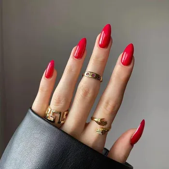 24 шт. накладных ногтей Press On Nails, средняя и длинная коллекция, однотонные ногти, оптовая продажа готовых изделий для маникюра, усовершенствованные накладные ногти