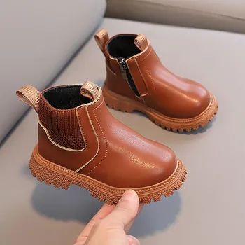 Fall New Children s Fashion British Boots Boys Side Zipper Fashion Martin Boots Girls Soft Bottom Fashion Boots 21