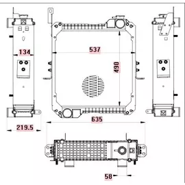 Радиатор охл. для экскаваторов-погрузчиков Terex TLB 815/820/825/860/970/980 с дв. 1104C-44T/1104D-44Т/1044С-44Т LUZAR