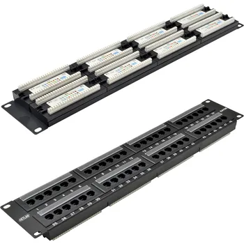 Патч-панель в шкаф 19" 2U, порты: 48 x RJ-45 кат. 5e, черный, EC-URP-48-UD2, NETLAN (EC-URP-48-UD2)