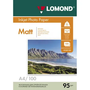 Фотобумага A4 95 г/м матовая, 100 листов, односторонняя, Lomond 0102125 для струйной печати