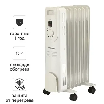 Обогреватель масляный Monlan MR-15 с механическим термостатом 1500 Вт 7 секций цвет белый