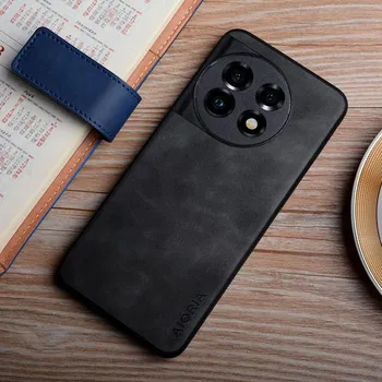 Чехол для Oneplus 11 12 12R 11R, шелковистый прочный кожаный чехол с защитой от отпечатков пальцев для oneplus 12, чехол Funda Capa oneplus 11R светло-серый