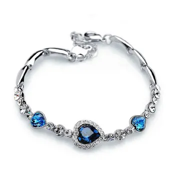 Браслет Ocean Heart Crystal Rhinestone для женщин Femme Girl, браслеты из нержавеющей стали в подарок красный