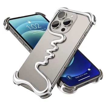 Роскошный металлический безрамочный чехол для телефона iPhone 16 15 14 Pro Max с рамкой для рассеивания тепла, защитный тонкий чехол для iPhone 16 Pro Max For iPhone 15 Pro Max золотой