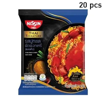 Лапша быстрого приготовления Nissin Фирменная тайская обжаренная карри со вкусом морского краба (Сухой тип) 73 г. х 5/10/15/20 шт. 73 g. x 5 pcs