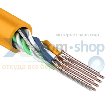 Кабель витая пара U/UTP 5e кат. 4 пары Rexant 01-0049 24AWG(0.50 мм), медь, одножильный (solid), внутренний, LSZH, нг(A)-HF, оранжевый, уп/305м