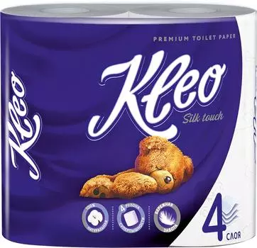 Туалетная бумага Kleo Silk Touch 4 слоя 4 рулона