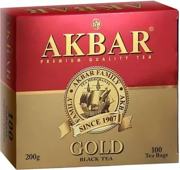 Чай черный Akbar Gold 100*2г - Vprok.ru Перекрёсток