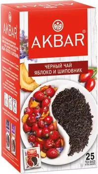 Чай черный Akbar Яблоко и Шиповник 25*1.5гс доставкой!