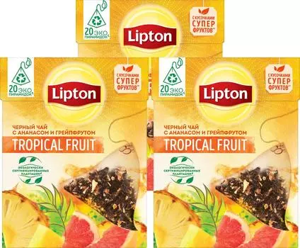 Чай черный Lipton Tropical Fruit 20*1.8г (упаковка 3 шт.)