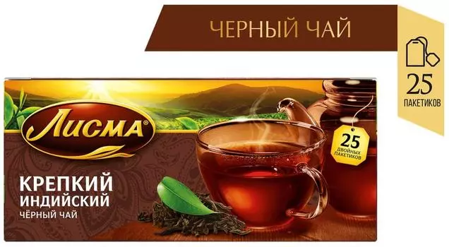 Чай черный Лисма Крепкий 25*2г - Vprok.ru Перекрёсток