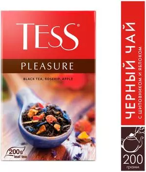 Чай черный Tess Pleasure c шиповником и яблоком 200г