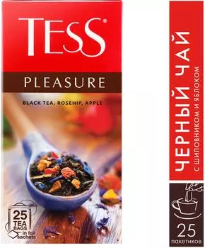 Чай черный Tess Pleasure с шиповником и яблоком 25*1.5г