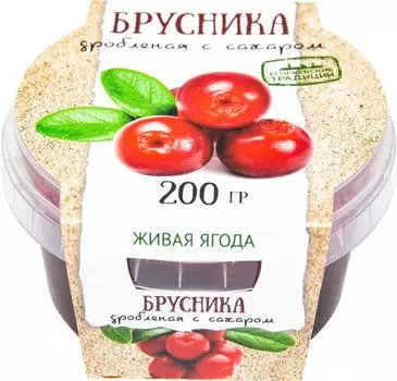 Брусника Егорьевские традиции дробленая с сахаром 200г