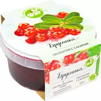 Брусника ФЭГ протертая с сахаром 200г. Закажите онлайн!