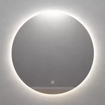 Круглое зеркало с нейтральной подсветкой rauntel nf led l с сенсорной кнопкой (genglass) серый 2 см.
