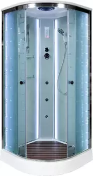 Душевая кабина 80x80x220 см Deto EM1580LED+GM матовое с прозрачным узором