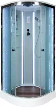 Душевая кабина 80x80x220 см Deto EM1580LED матовое с прозрачным узором
