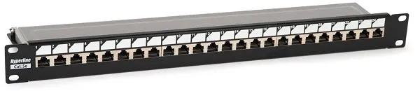 Патч-панель 19", 24xRJ45, FTP, Кат. 5е Hyperline PP3-19-24-8P8C-C5E-SH-110D Dual IDC, ROHS, цвет черный