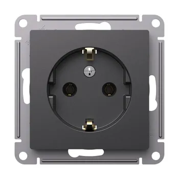 Розетка с заземлением Systeme Electric ATN001443 AtlasDesign 16А, механизм, базальт