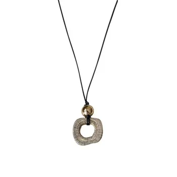 Women Necklace Geometric Square Bead Pendant Necklace Long Style Sweater Necklace Versatile Clothing бежевый