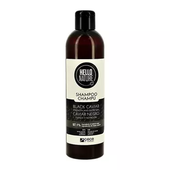 Шампунь для волос HELLO NATURE BLACK CAVIAR с экстрактом черной икры укрепление и питание 300 мл