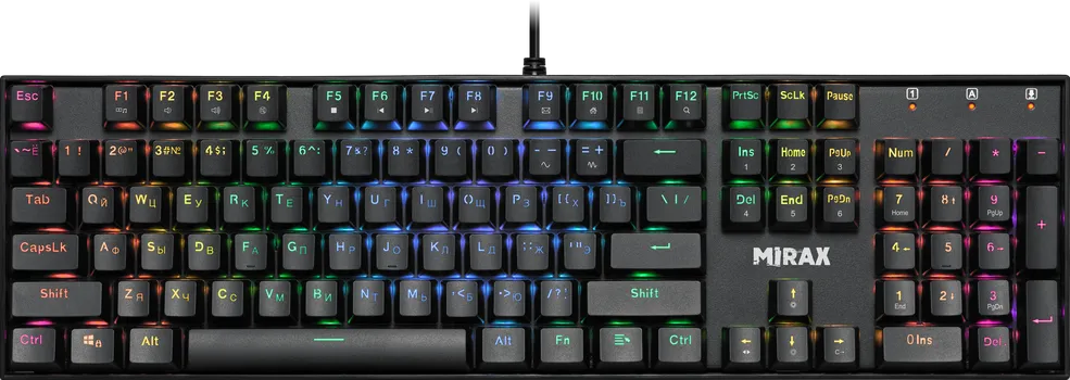 Клавиатура проводная Defender Mirax GK-352 , механическая, Outemu Blue, подсветка, USB, черный (45352)