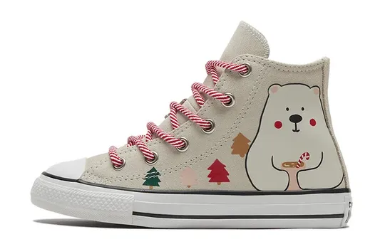Детские парусиновые кеды Converse Chuck Taylor с медведем, бежевый