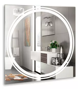 Зеркало Silver mirrors Eclipse LED-00002529 77x77 с часами