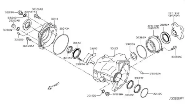 Кольцо уплотнительное автомобильное NISSAN 331184BB0B