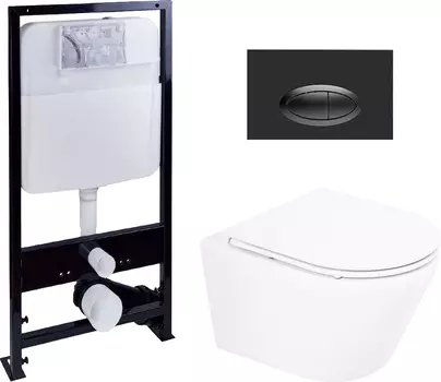 Комплект Унитаз подвесной BelBagno Tre + Система инсталляции EWRIKA ProLT 0026-2020 + Кнопка смыва EWRIKA 0054 черная матовая