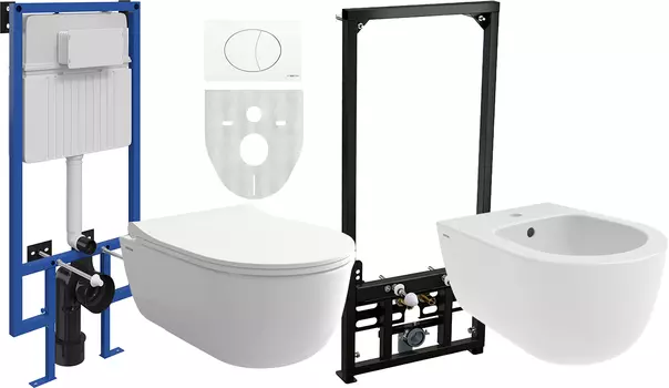 Комплект Унитаз подвесной Bocchi V-Tondo 1417-001-0129 белый глянцевый + Крышка-сиденье Bocchi A0336-001 с микролифтом, глянцевая белая +